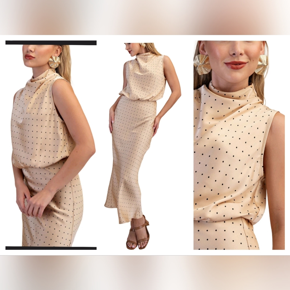ASOS Cream Polka Dot Midi Dress